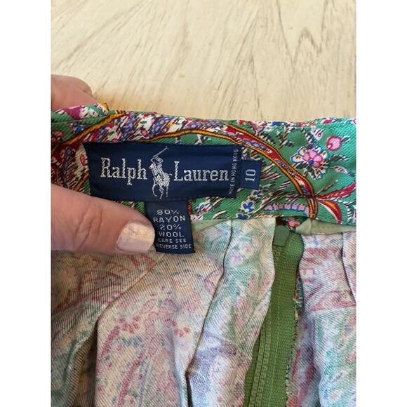 VTG Ralph Lauren Prairie Maxi Skirt Wool Blend Pleated RARE Boho Holiday 80s 10 - Picture 4 of 16